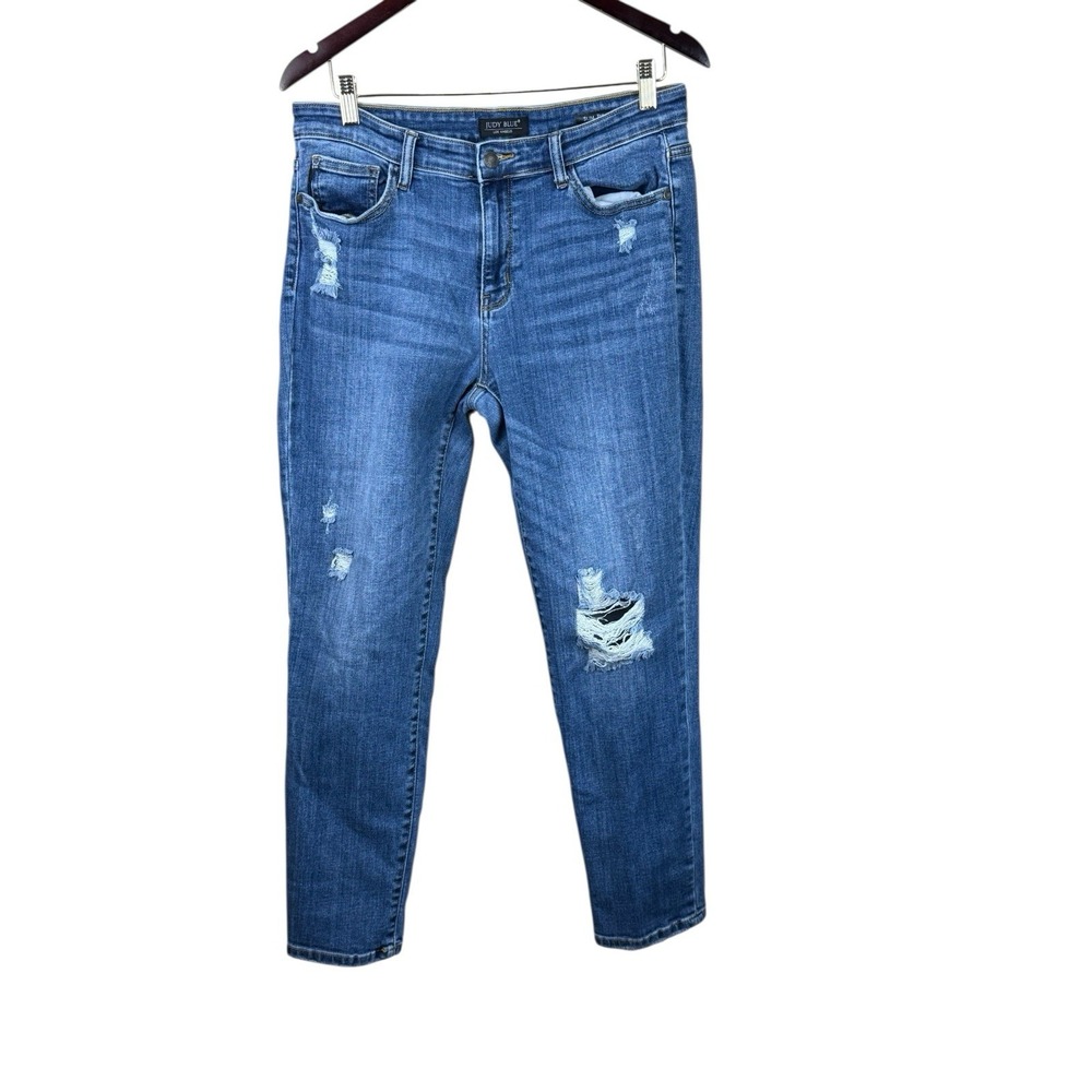 Judy Blue Jeans Slim Fit‎ Womens 11/30 Dark Wash Blue Distressed JB82204DK